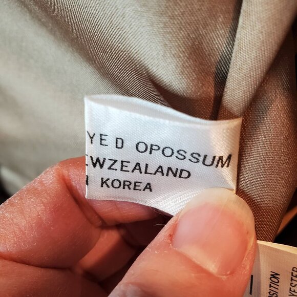 REAL OPPOSUM FUR Lined & Trimmed SZ 12 Beautiful Trench Coat Jacket - Picture 9 of 11